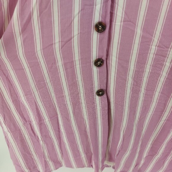 Lulu's Jacqui Lavender and White Striped Button Front Midi Dress - Picture 6 of 10